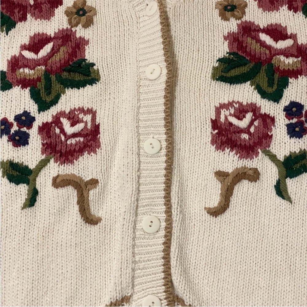 Vintage 90’s Cottagecore Floral Cardigan Sweater Oversized Slouchy S Whimsical - Picture 6 of 10